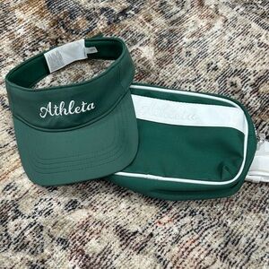 Athleta Dark Green Visor and Belt Bag